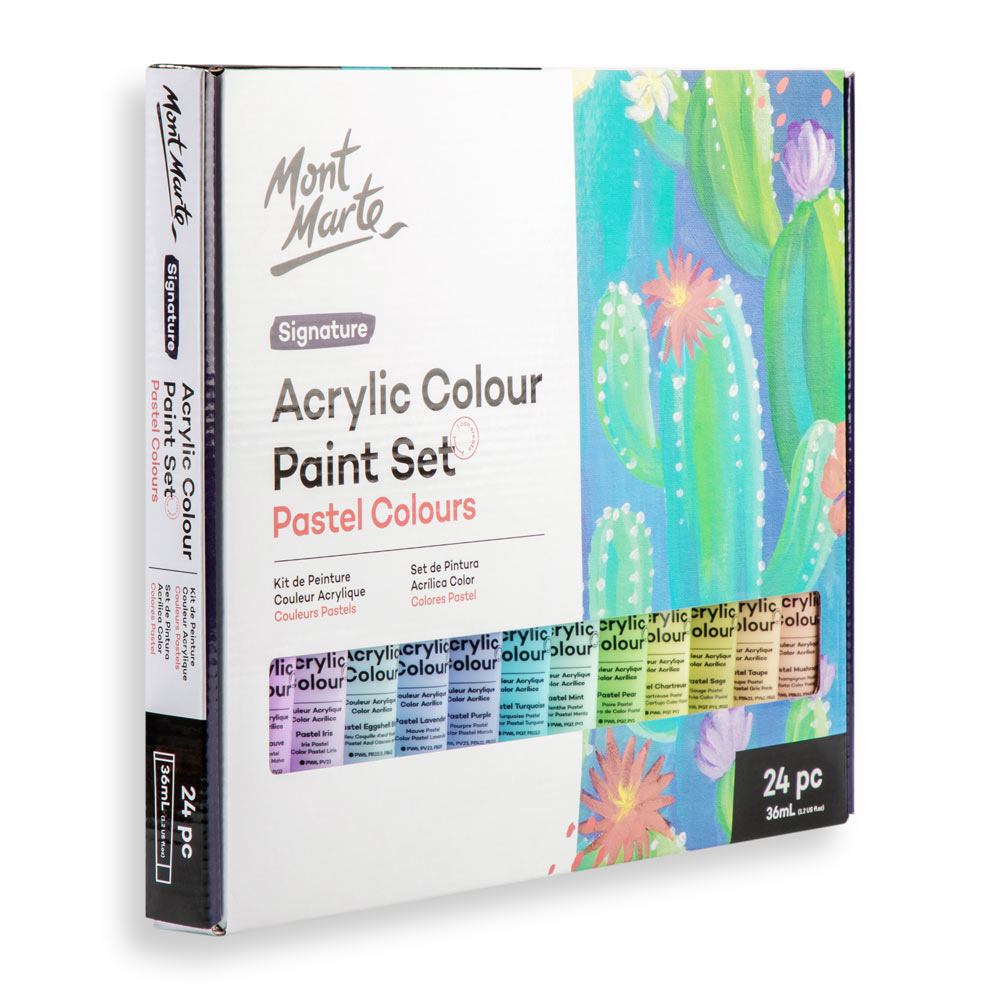 MONT MARTE Acrylic Colour Pastel Paint Set Signature 24pc x 36ml