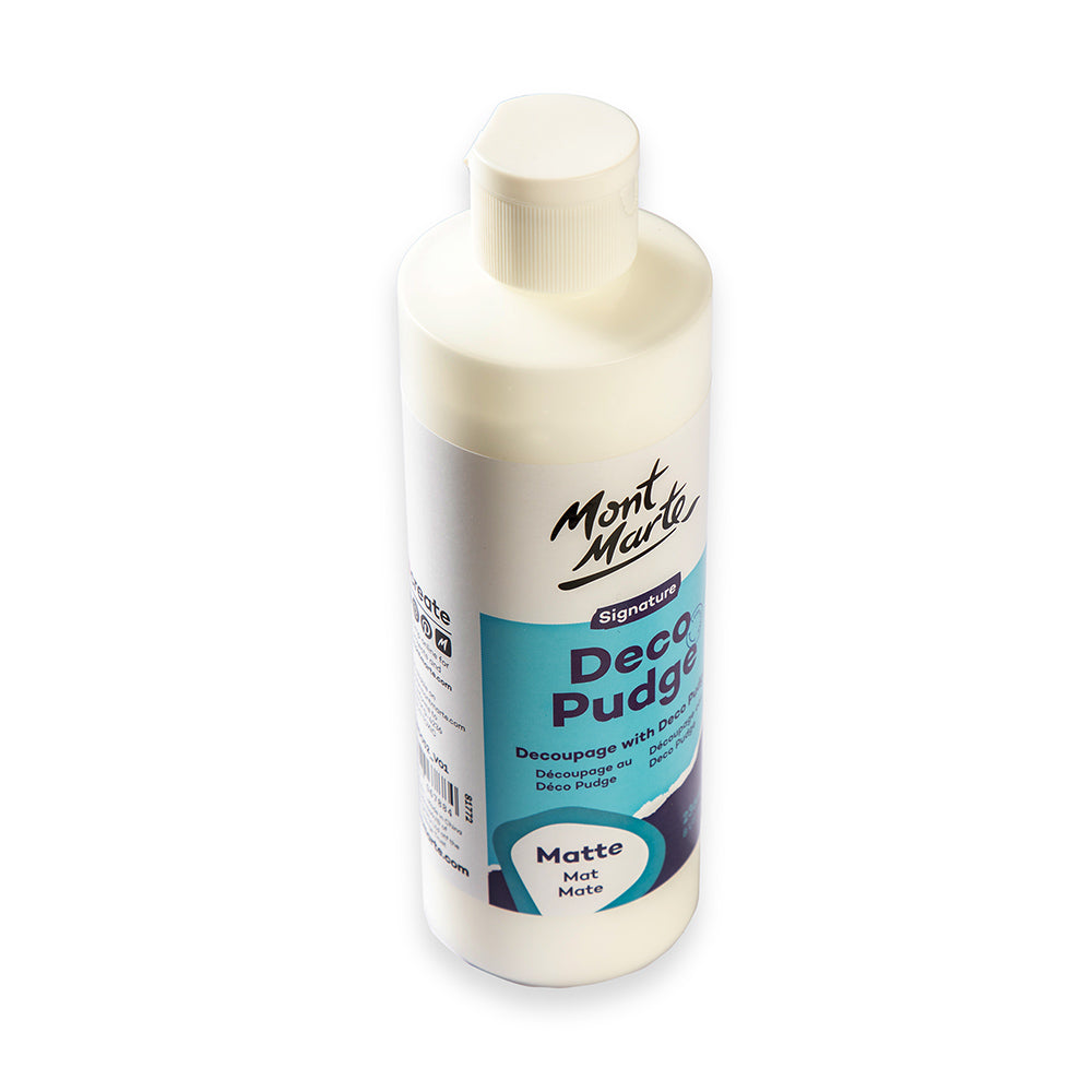  Mont Marte Deco Pudge Craft Varnish Signature 236ml (8 US  fl.oz) – Gloss, Multi-Purpose Clear Craft Sealer, Varnish and Decoupage  Glue, Ideal for Acrylic Paints, Paper, Wood, Ceramics, Fabrics, Clay 