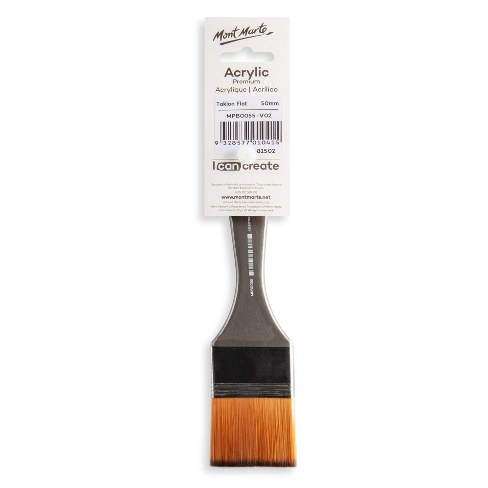 Artist Acrylic Brush Premium Taklon Flat Wide 50mm (1.98in) – Mont Marte  Global