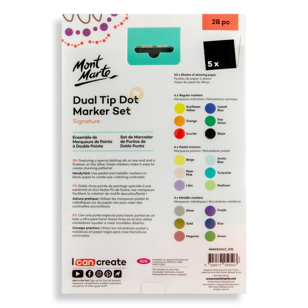 Metallic Dual Tip Dot Markers Signature 6pc – Mont Marte Global